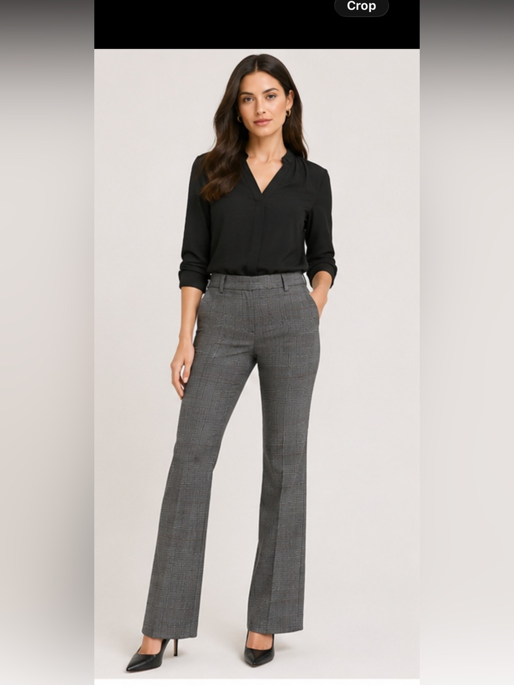 Calvin Klein Gray Plaid Boot-Cut Pants